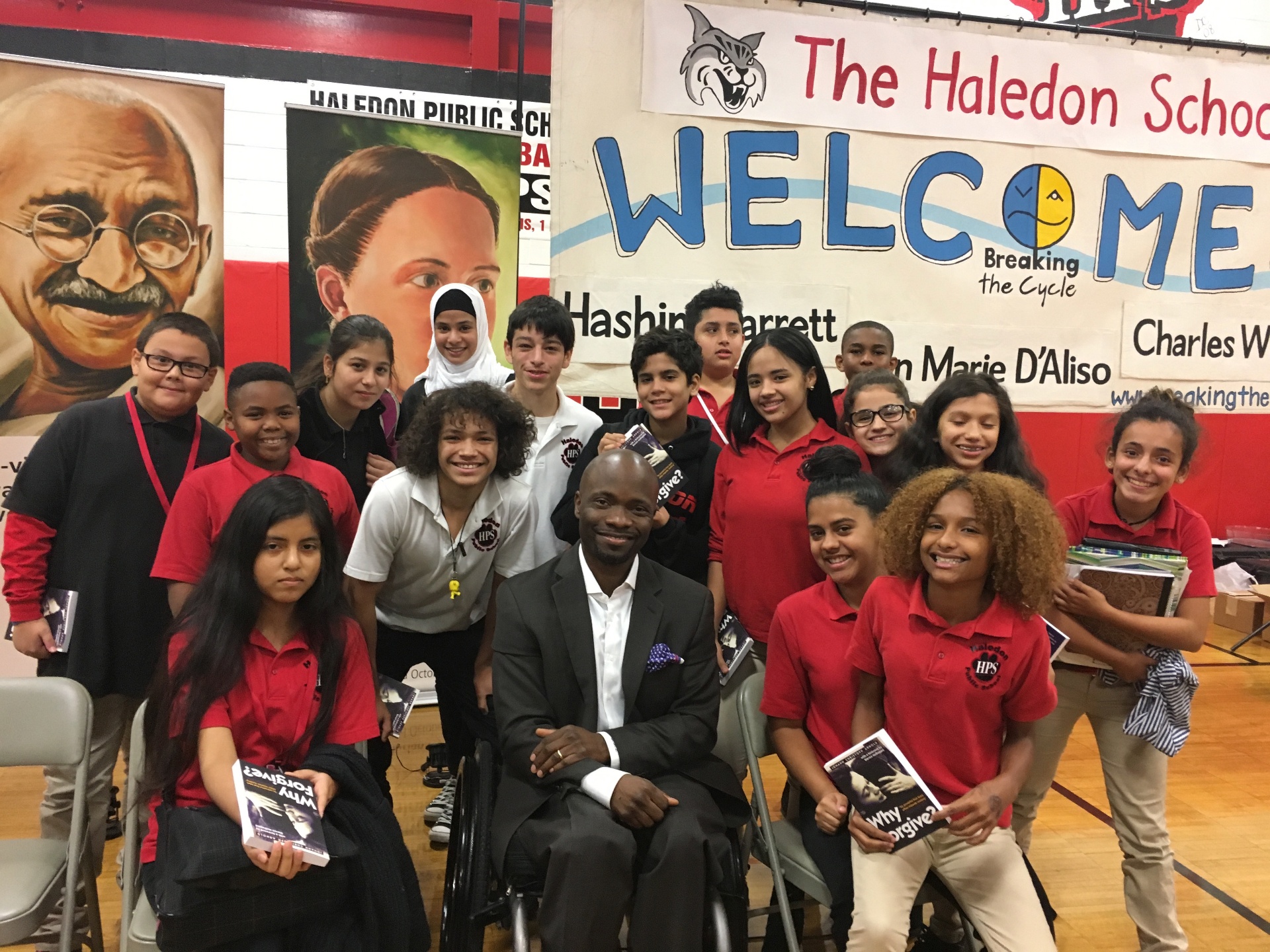 Hashim Garrett welcomed by students at The Haledon School